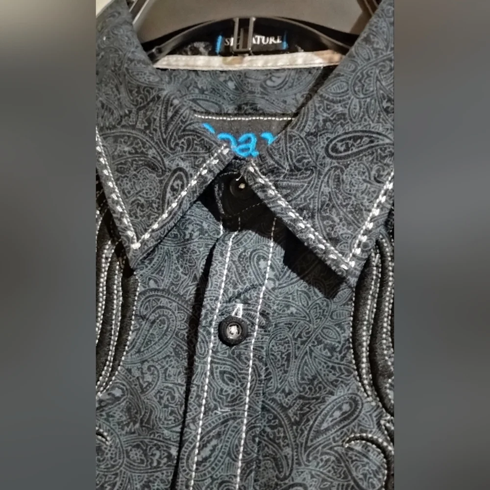 Roar Signature Button Down Shirt Mens XL Black - Picture 14 of 16